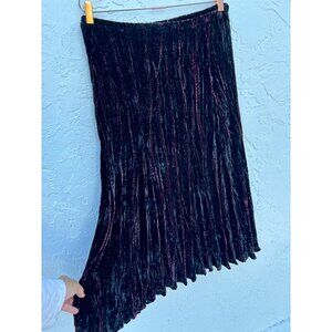 Chico's Black and Pink Velvet Midi Skirt